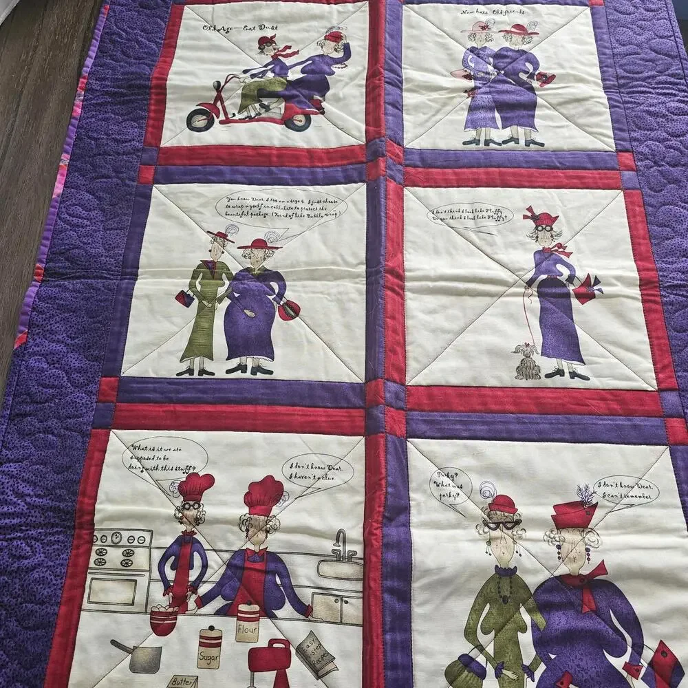 Red Hat Ladies Sofa Small Handmade Quilt